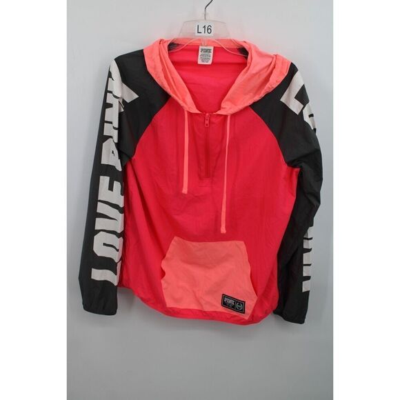 Victoria's Secret VS PINK Light Weight Hoodie Anorak Jacket Gray Pocket XS/S - Picture 2 of 11